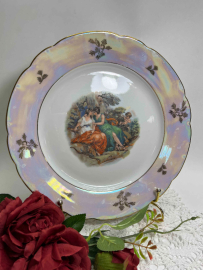 Блюдо "Мадонна (шишки)" Kahla GDR. Качественный фарфор, деколь, перламутр, позолота. Винтаж. Картинка 1